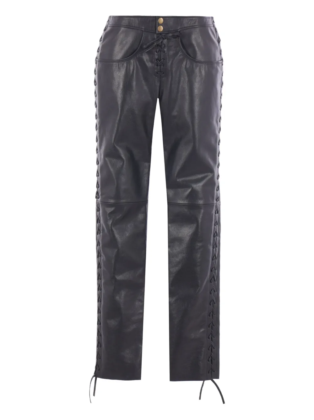 Isabel Marant Lace-up Leather Straight Trousers