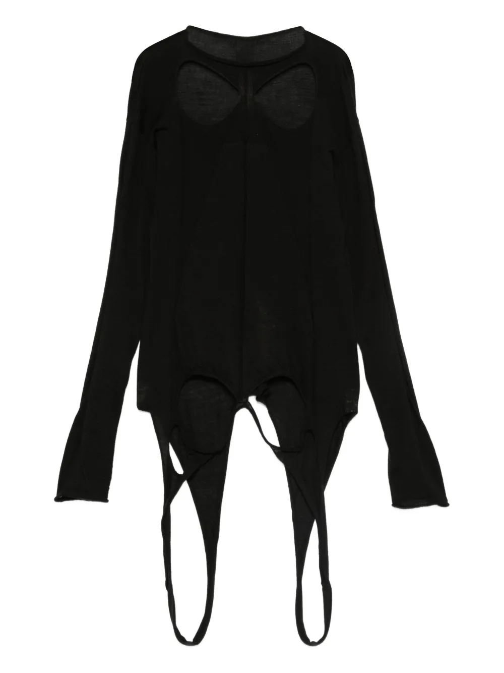 Rick Owens slashed long-sleeve sweater Zwart