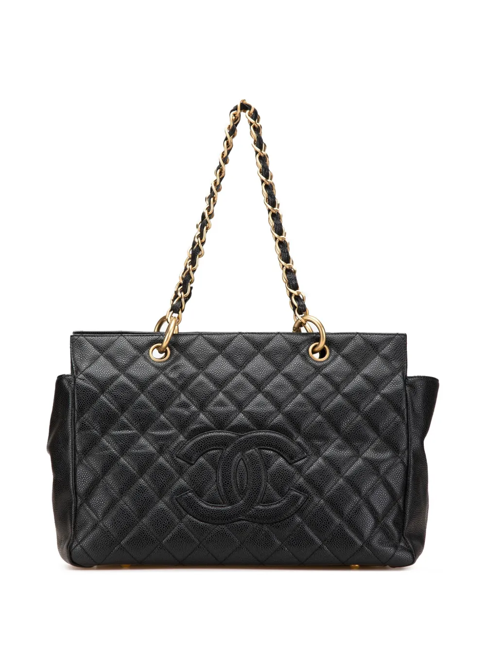 CHANEL Pre-Owned 2000-2002 グランド マトラッセ キャビア タイムレス ショッピング トートバッグ - ブラック CHANEL Pre-Owned 2000-2002 グランド マトラッセ キャビア タイムレス ショッピング トートバッグ - ブラック