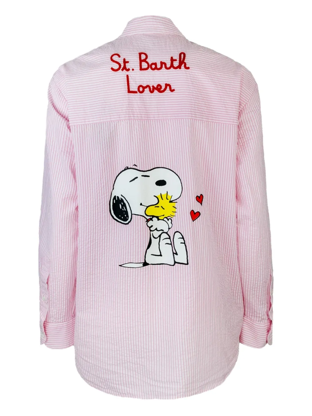 Mc2 Saint Barth Brigitte Snoopy-print Striped Shirt In Pink