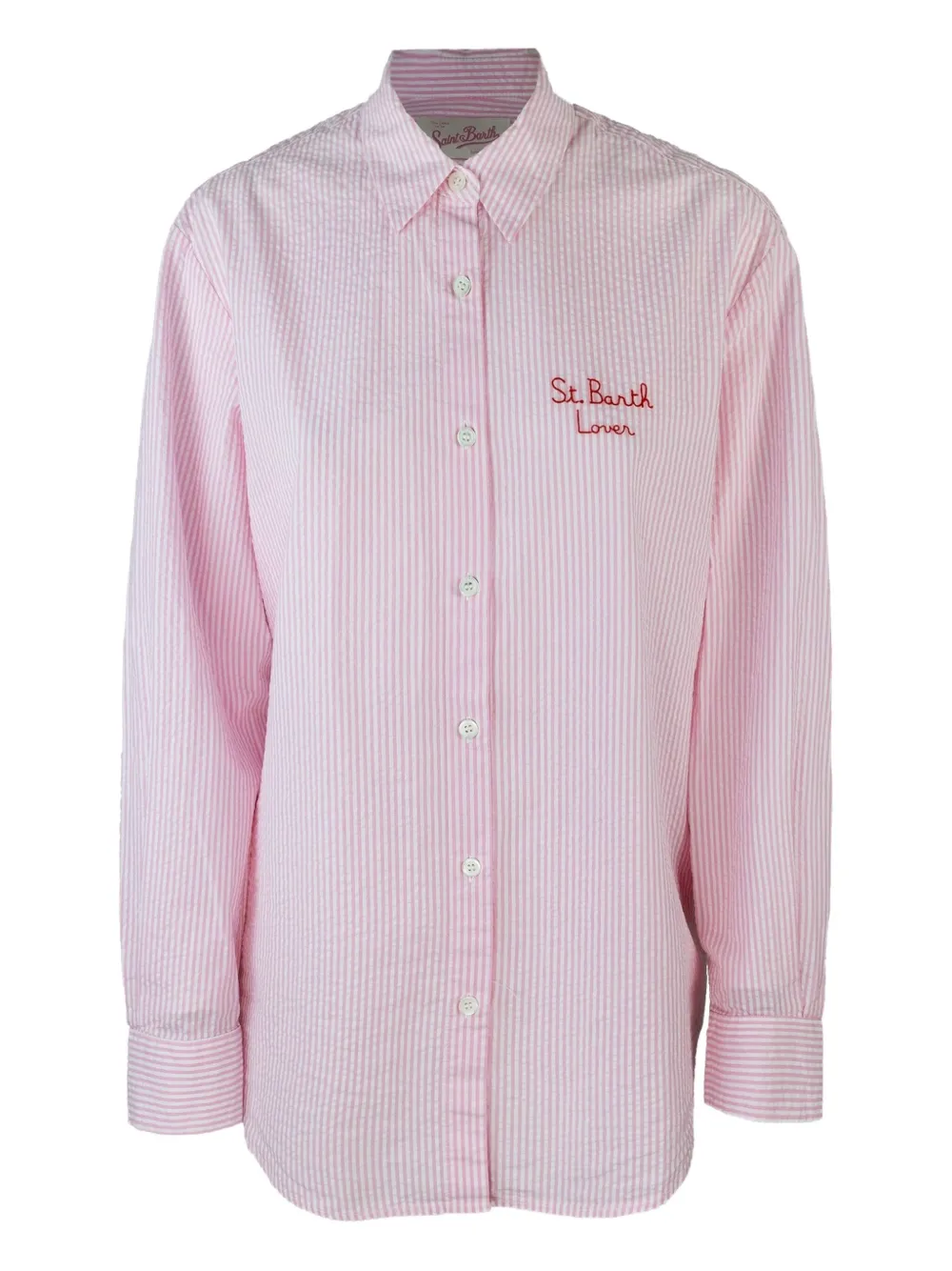 Mc2 Saint Barth Brigitte Snoopy-print Striped Shirt In Pink
