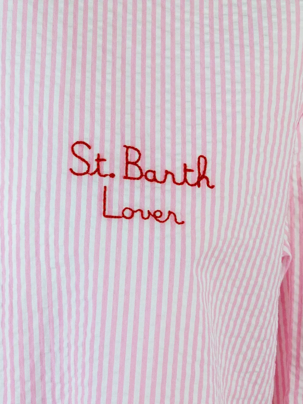 Mc2 Saint Barth Brigitte Snoopy-print Striped Shirt In Pink