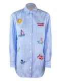 MC2 Saint Barth gingham embroidered shirt - Blue