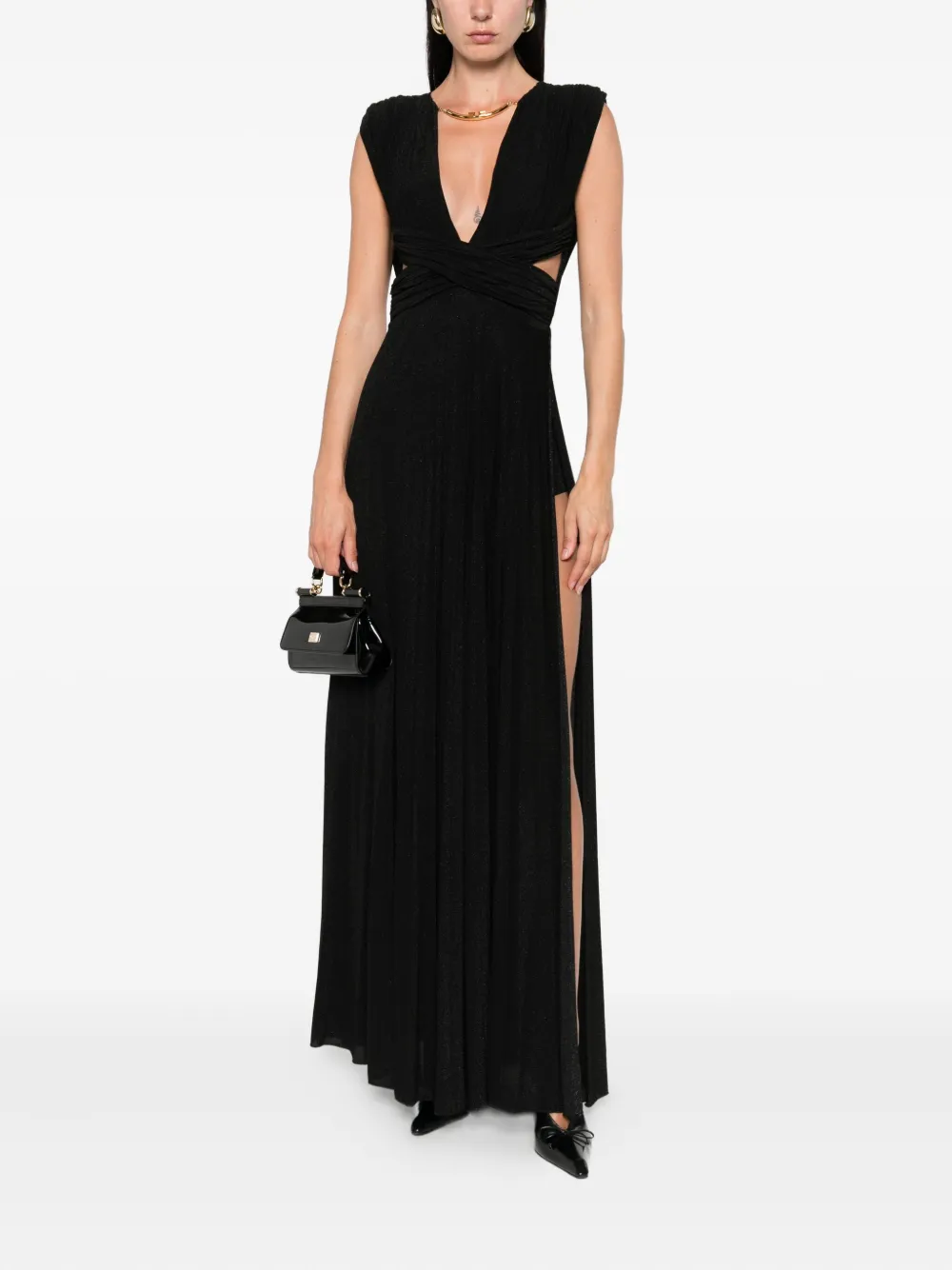 Elisabetta Franchi lurex jersey dress Zwart
