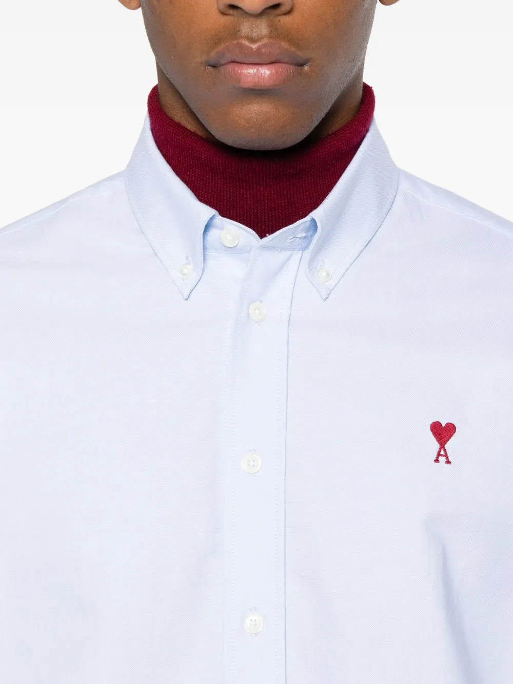AMI Paris Overhemd met geborduurd logo Blauw