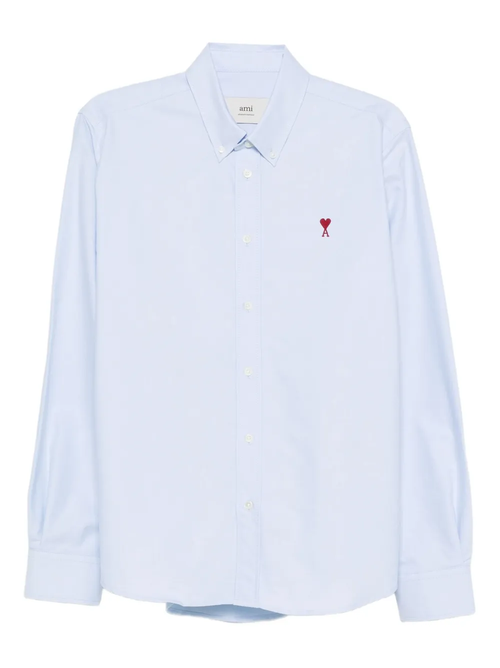 AMI Paris logo-embroidered cotton shirt Blauw