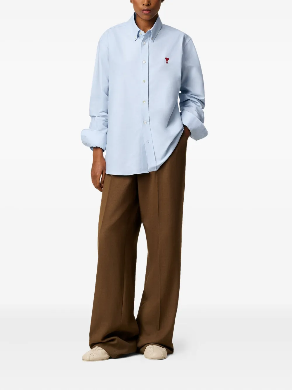 AMI Paris logo-embroidered cotton shirt | Women | Image 2