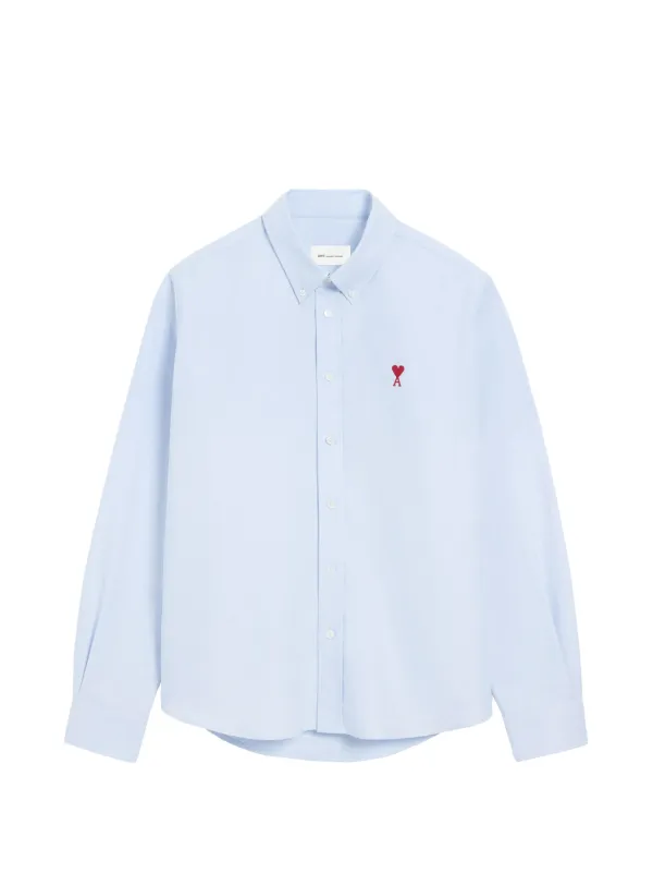 Ami Paris Ami De Coeur Embroidery Shirt in Blue