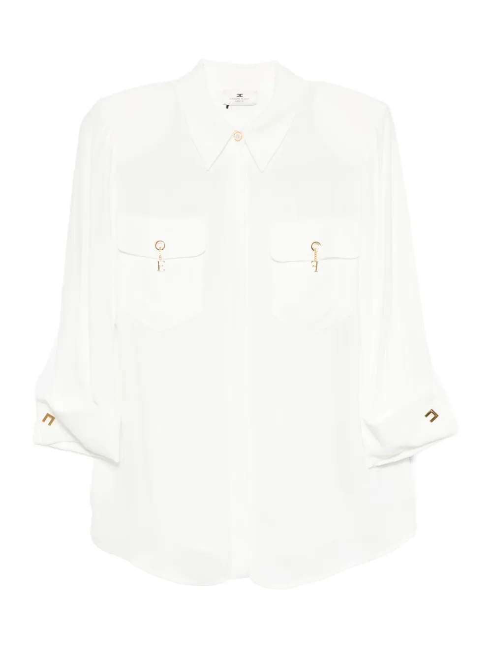 Elisabetta Franchi pocket-detail three-quarter sleeve shirt Wit