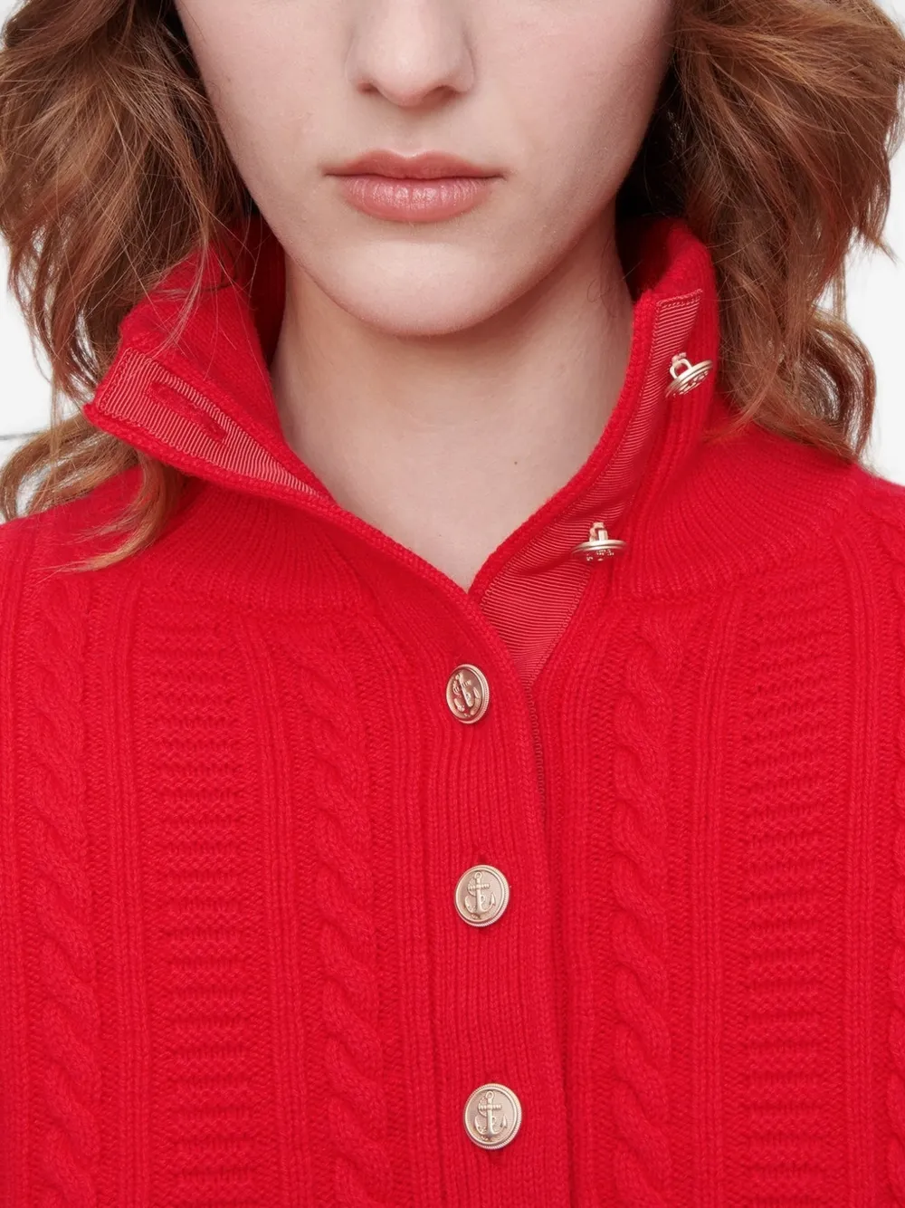 A.P.C. Thea kabelgebreide trui met knopen Rood