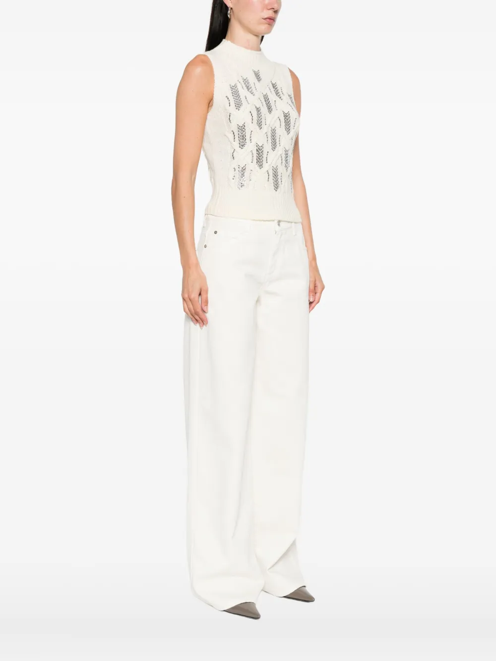 Ermanno Scervino Top verfraaid met stras Wit