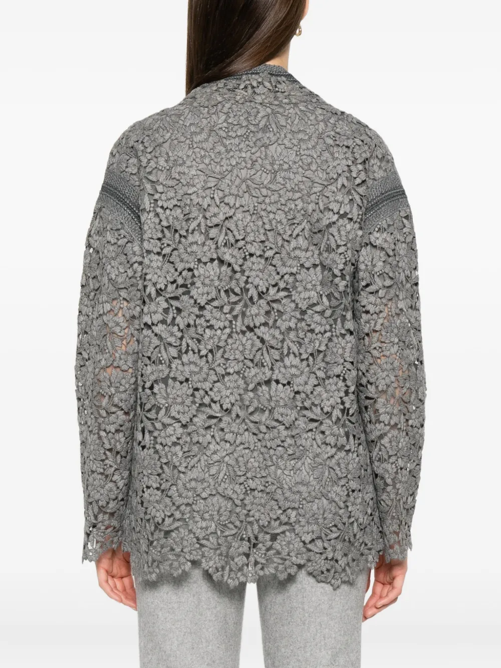Ermanno Scervino Vest met bloemenkant Grijs