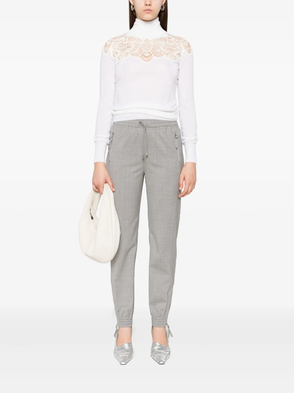 Ermanno Scervino Trui met hoge hals en kant Wit