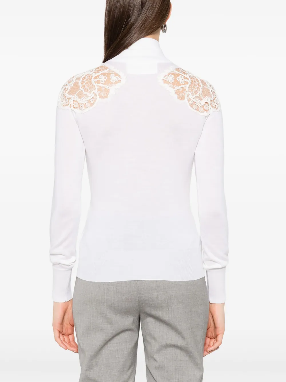 Ermanno Scervino Trui met hoge hals en kant Wit