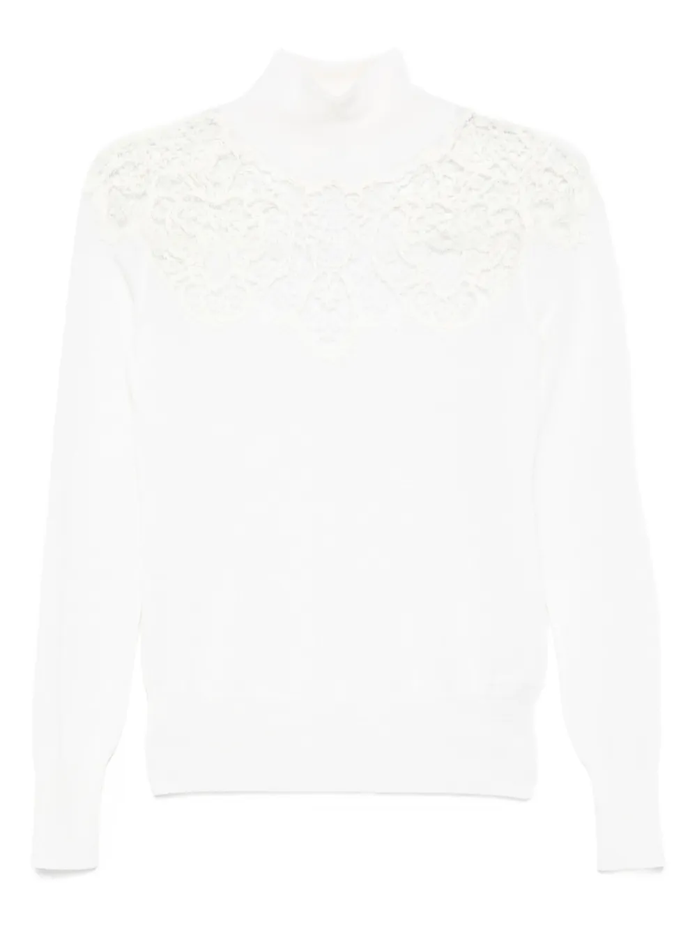 Ermanno Scervino Trui met hoge hals en kant Wit