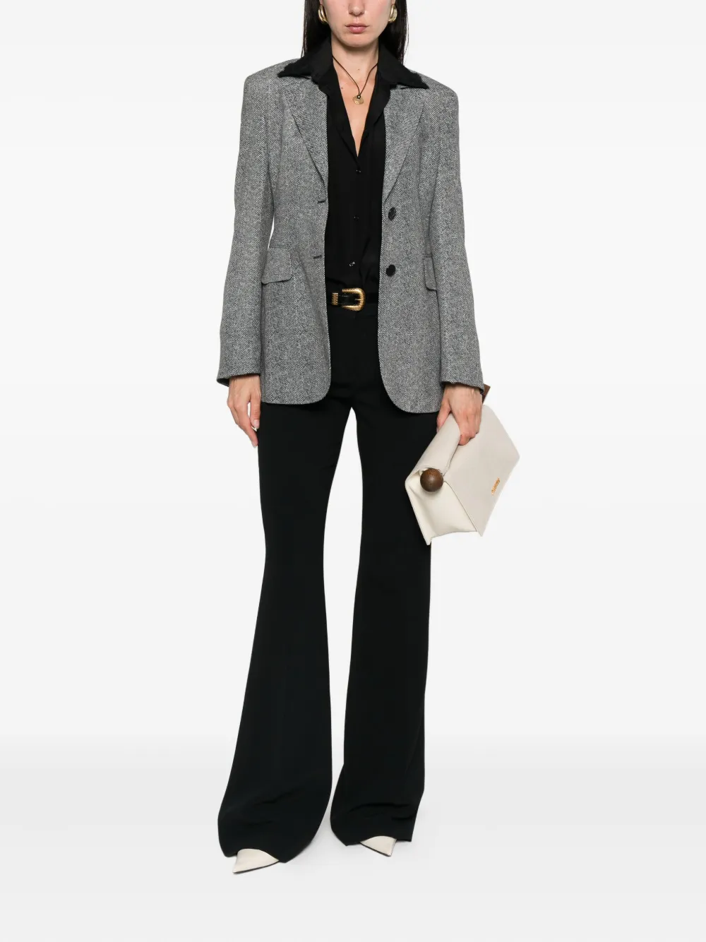 Ermanno Scervino Blazer met visgraatpatroon en twee knopen Zwart