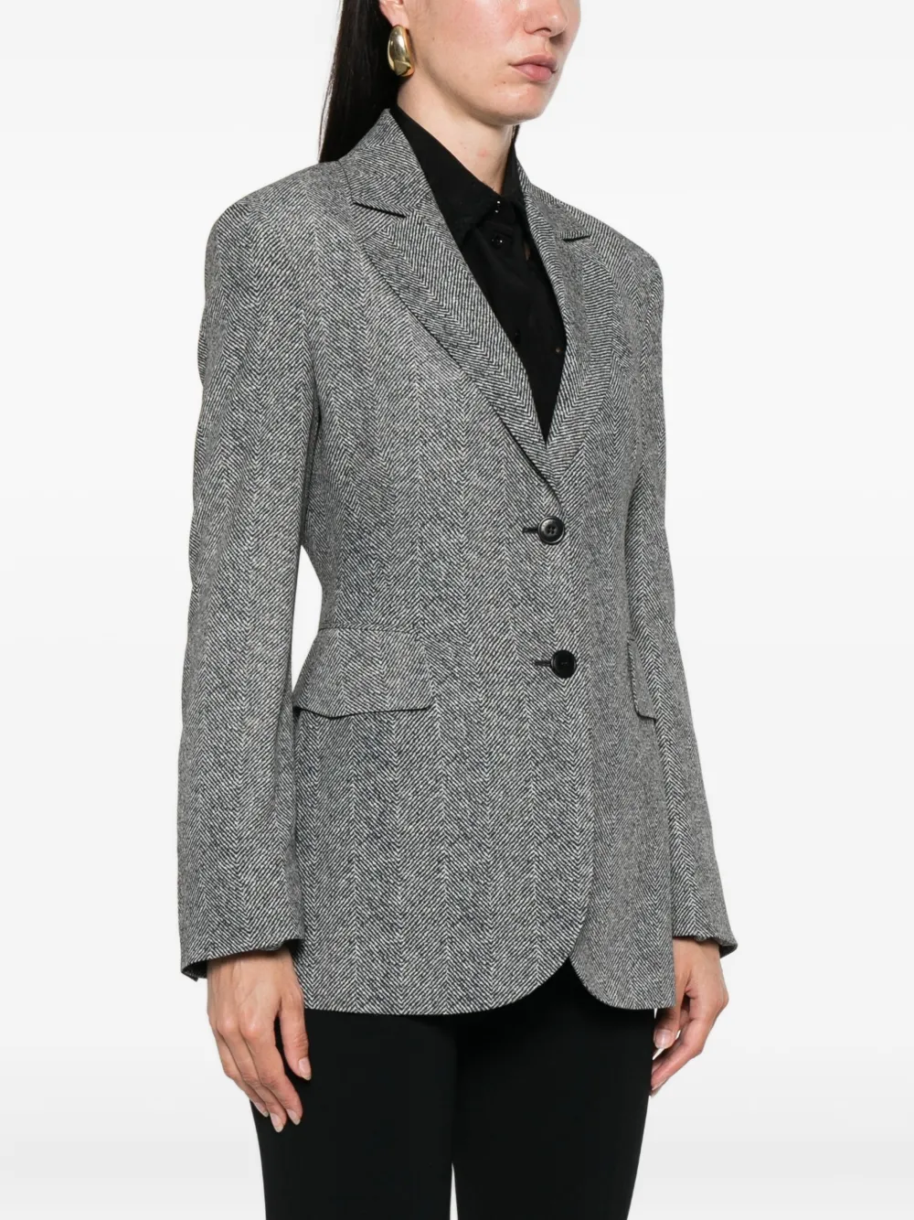 Ermanno Scervino Blazer met visgraatpatroon en twee knopen Zwart