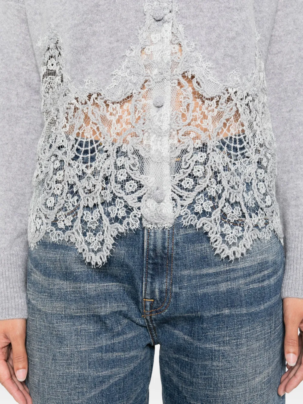 Ermanno Scervino Kasjmier vest met kanten afwerking Grijs