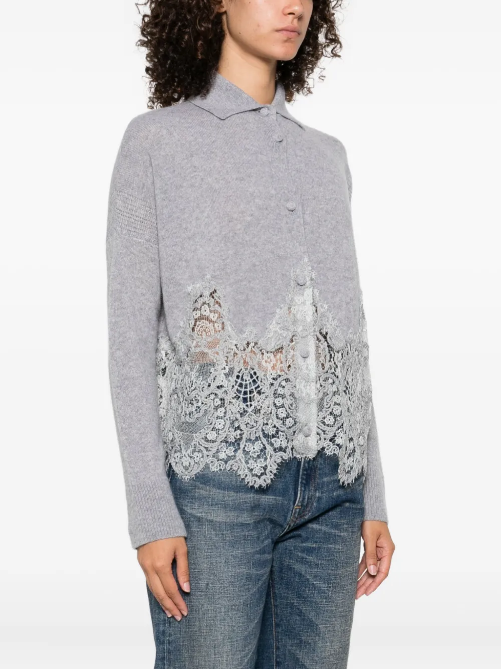 Ermanno Scervino Kasjmier vest met kanten afwerking Grijs