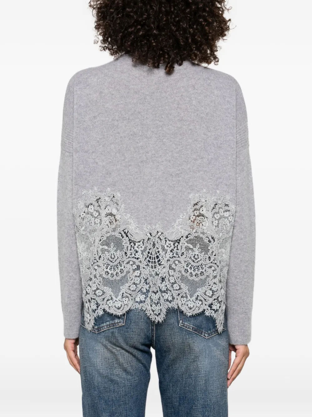Ermanno Scervino Kasjmier vest met kanten afwerking Grijs