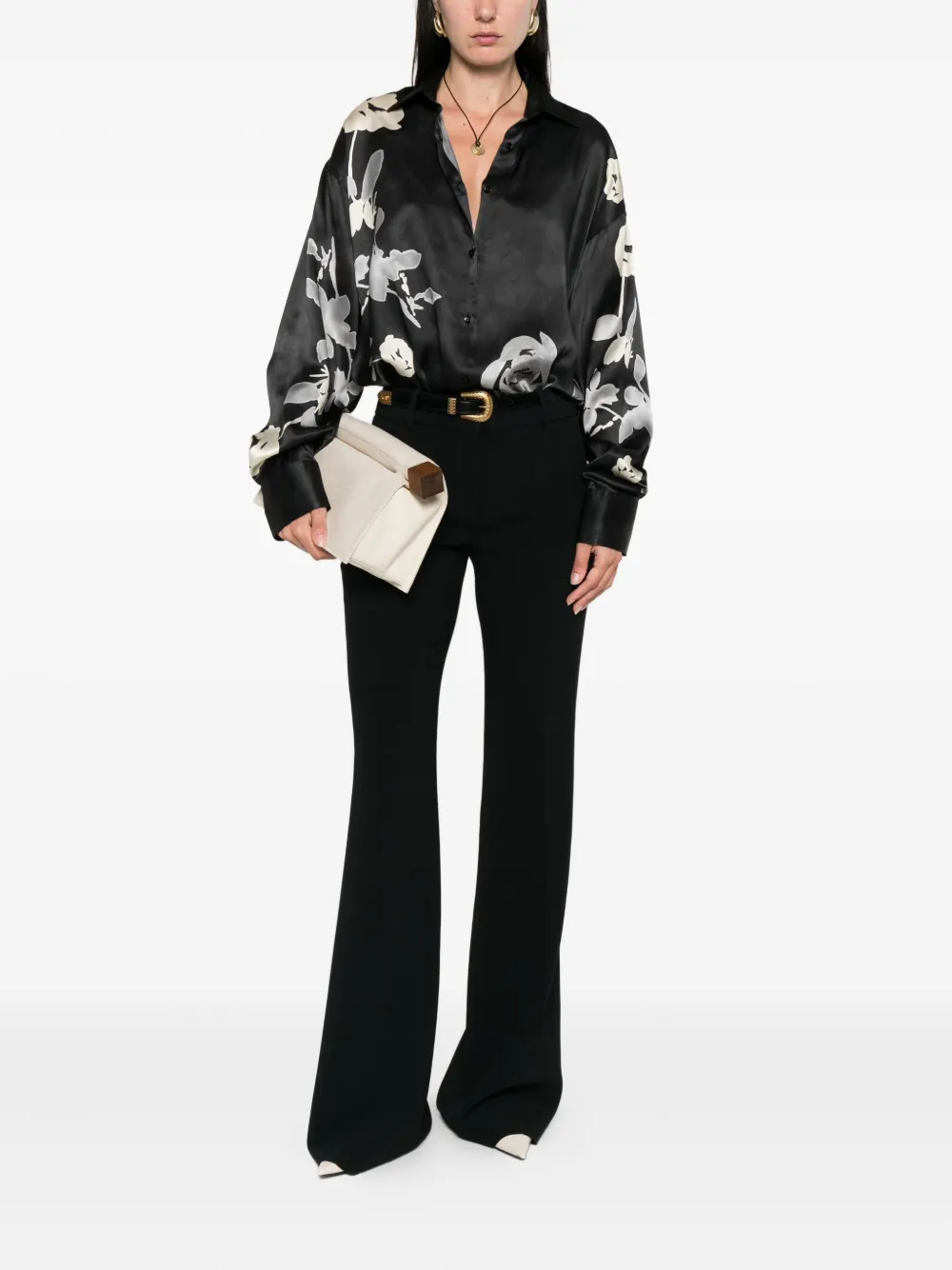 Ermanno Scervino Blouse met roosprint Zwart