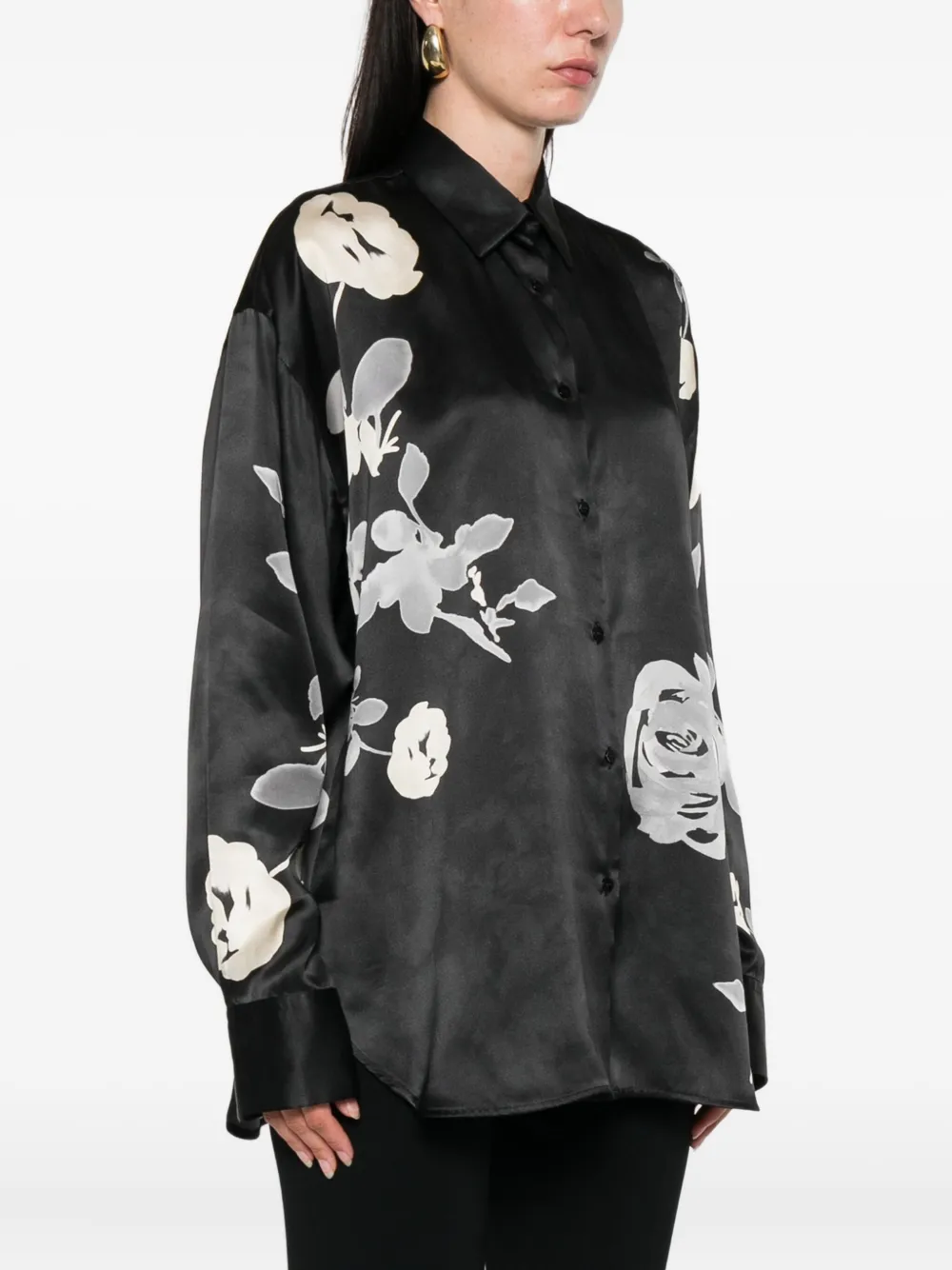 Ermanno Scervino Blouse met roosprint Zwart