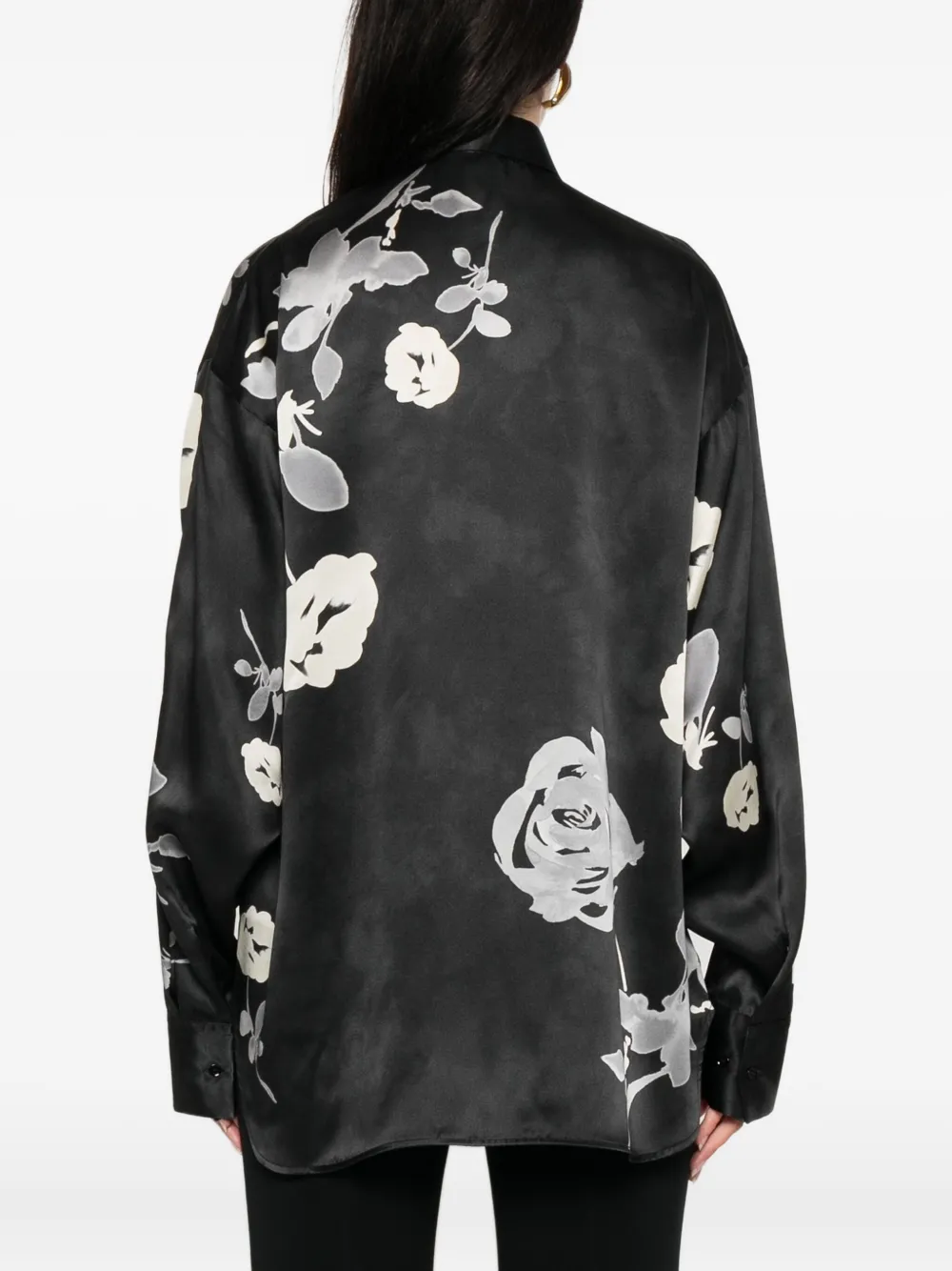 Ermanno Scervino Blouse met roosprint Zwart