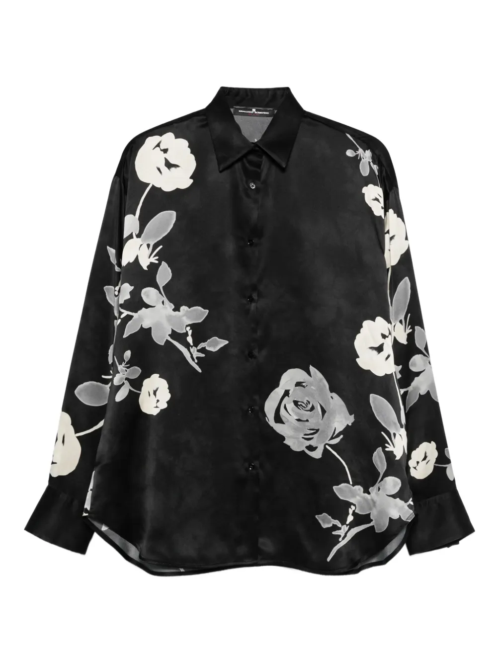 Ermanno Scervino rose-print silk shirt Zwart