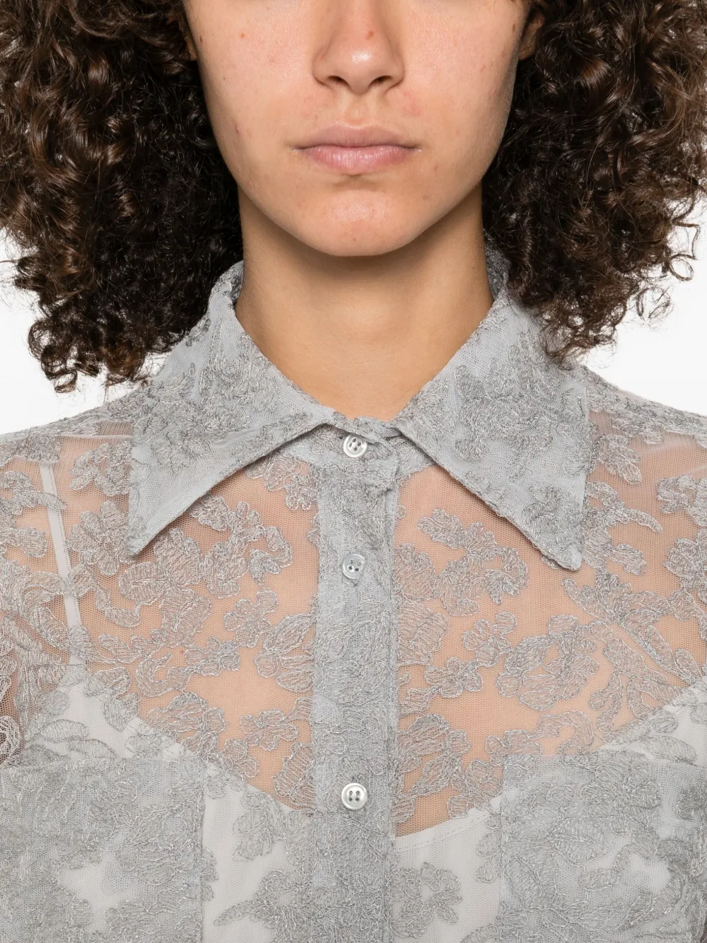 Ermanno Scervino Blouse van bloemenkant Grijs