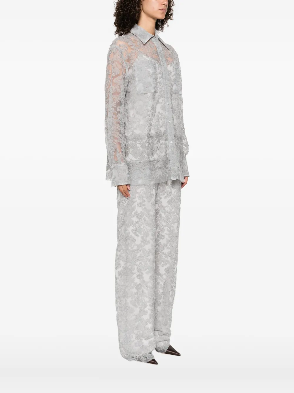 Ermanno Scervino Blouse van bloemenkant Grijs