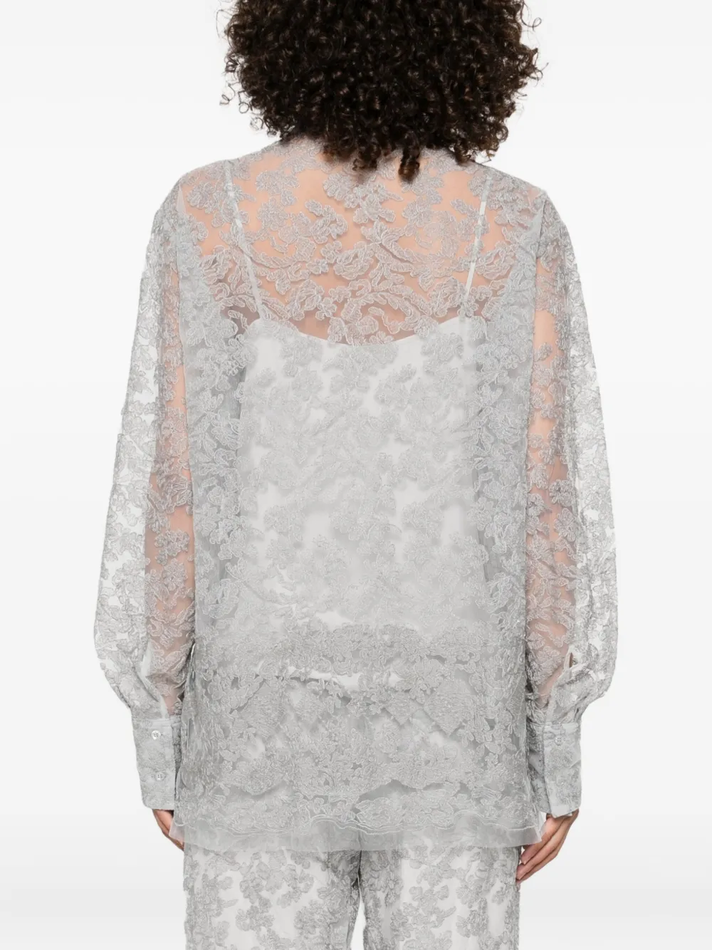 Ermanno Scervino Blouse van bloemenkant Grijs