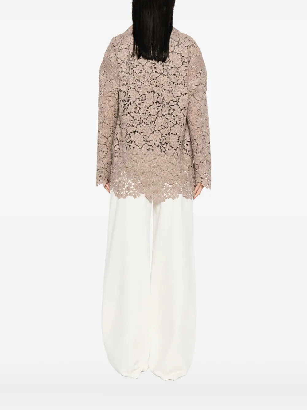 Ermanno Scervino Vest met bloemenkant Beige