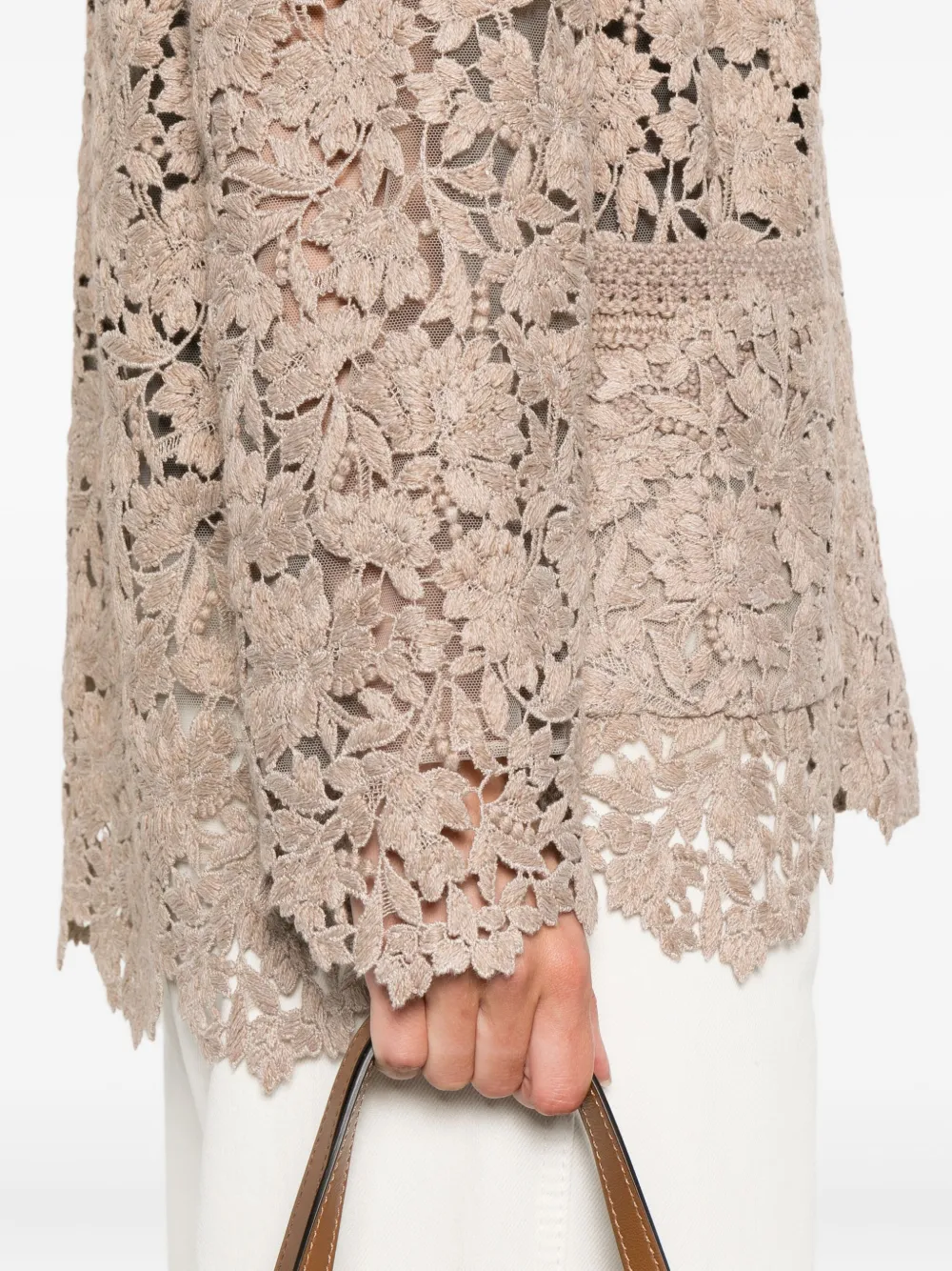 Ermanno Scervino Vest met bloemenkant Beige
