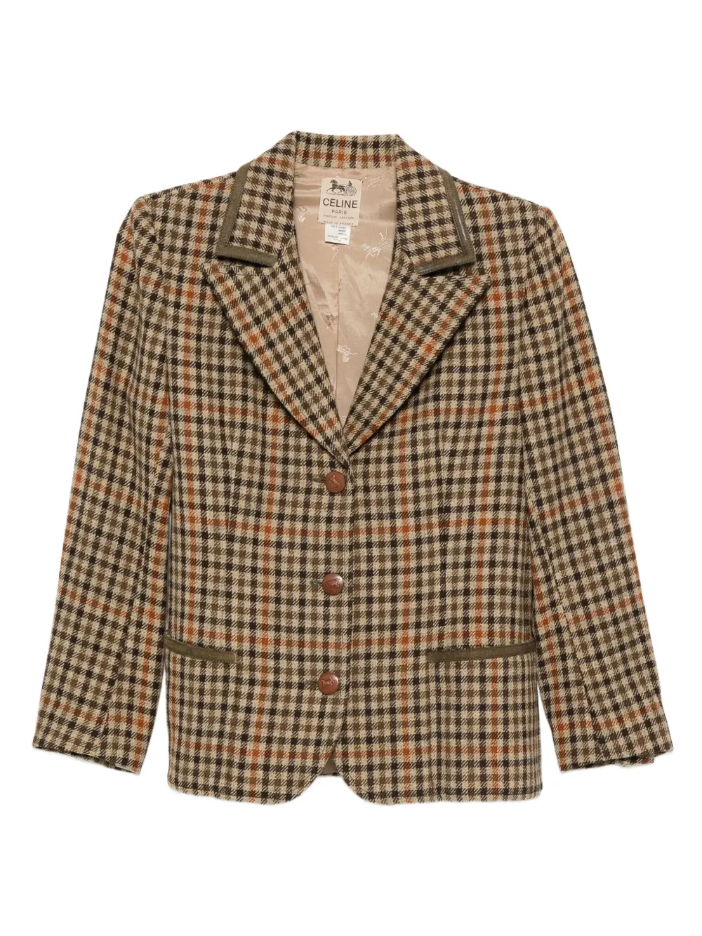 Céline Pre-Owned 1970s チェック ジャケット - ブラウン Céline Pre-Owned 1970s チェック ジャケット - ブラウン