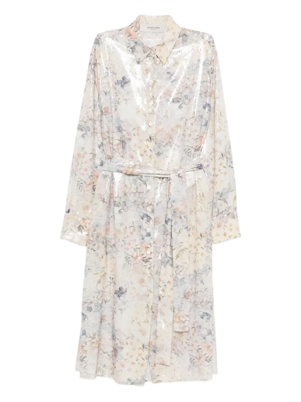 Golden Goose Blousejurk met pailletten en bloemenprint Beige