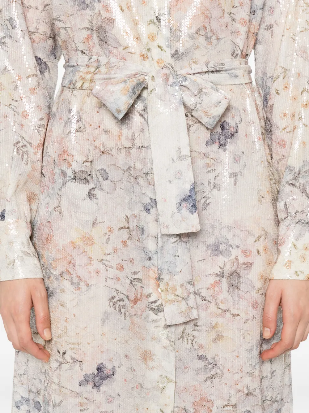 Golden Goose Blousejurk met pailletten en bloemenprint Beige