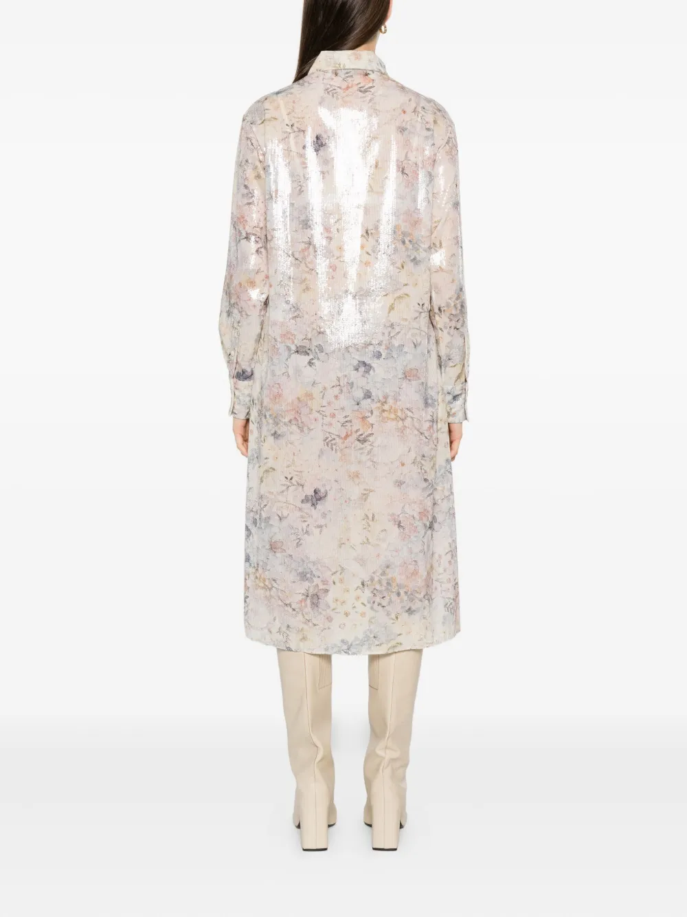 Golden Goose Blousejurk met pailletten en bloemenprint Beige