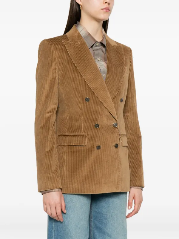ETRO Corduroy double-breasted Blazer Brown FARFETCH TH