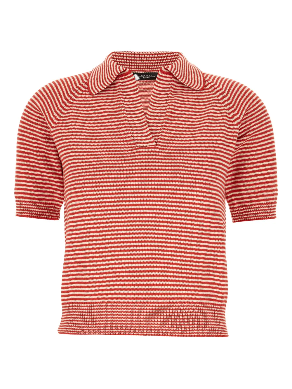 Weekend Max Mara Striped-pattern Polo-neck T-shirt In Red