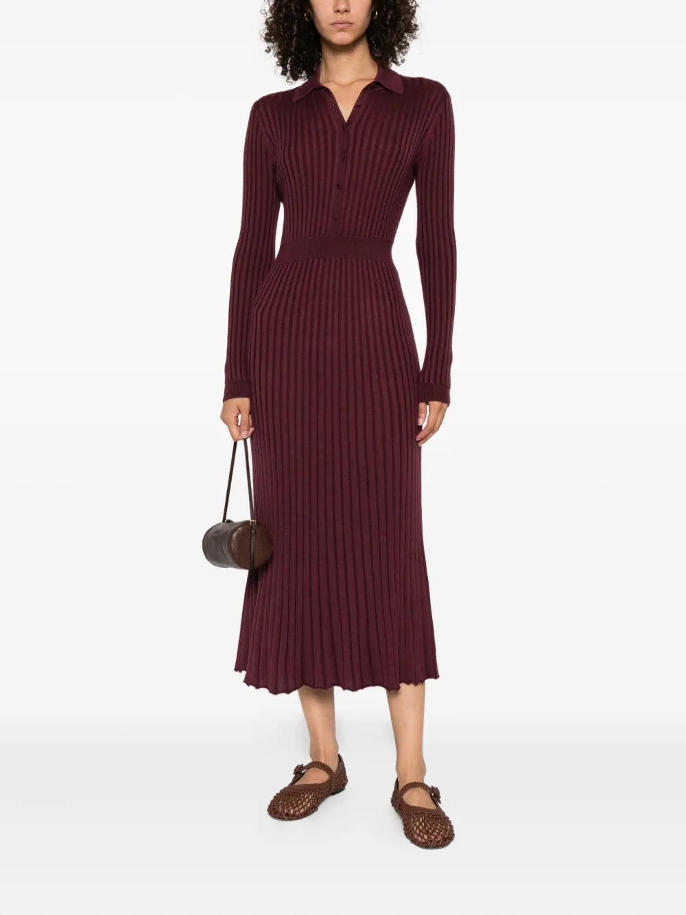 Gabriela Hearst Jurk met geribbelde kraag Rood