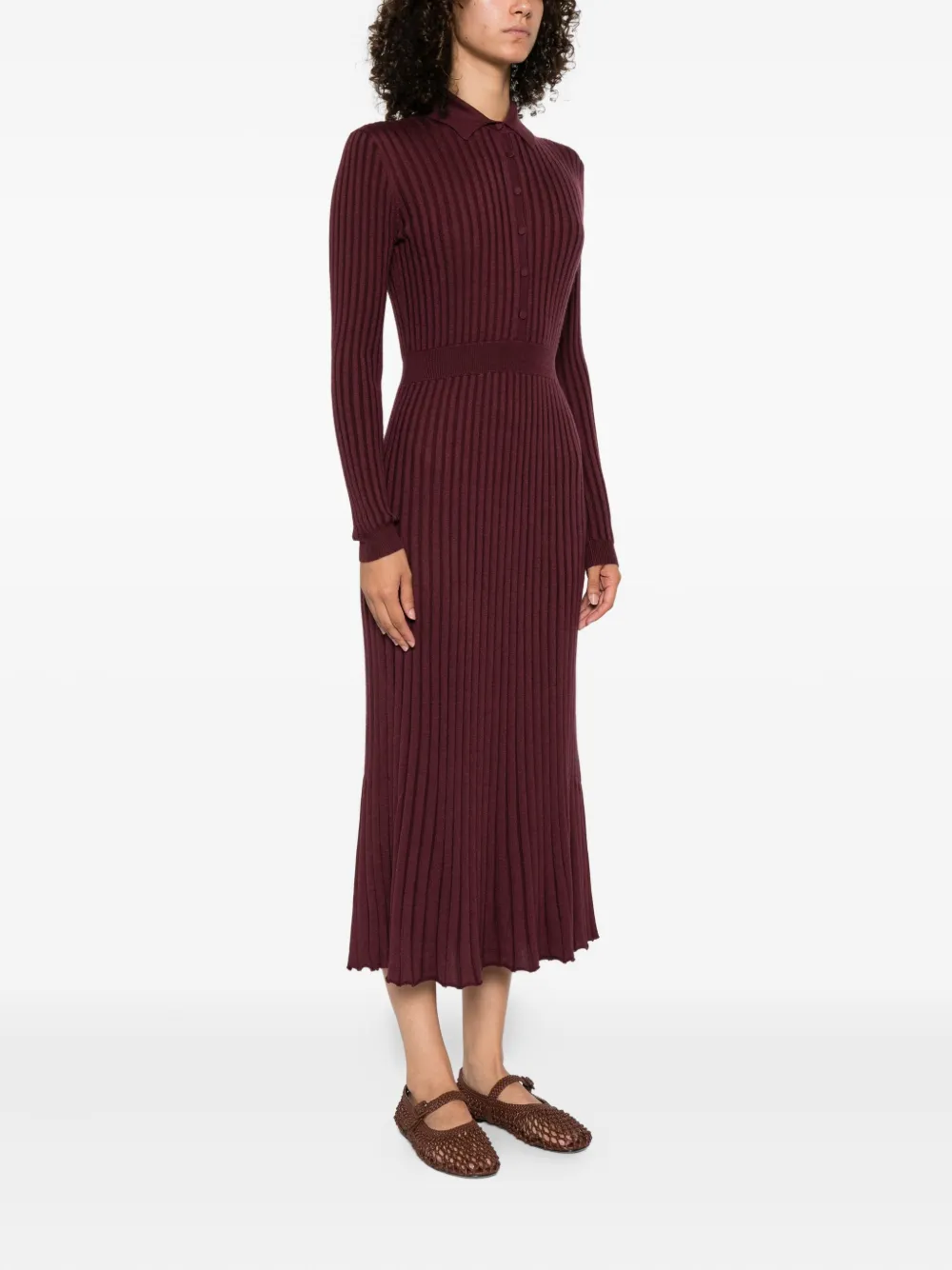 Gabriela Hearst Jurk met geribbelde kraag Rood