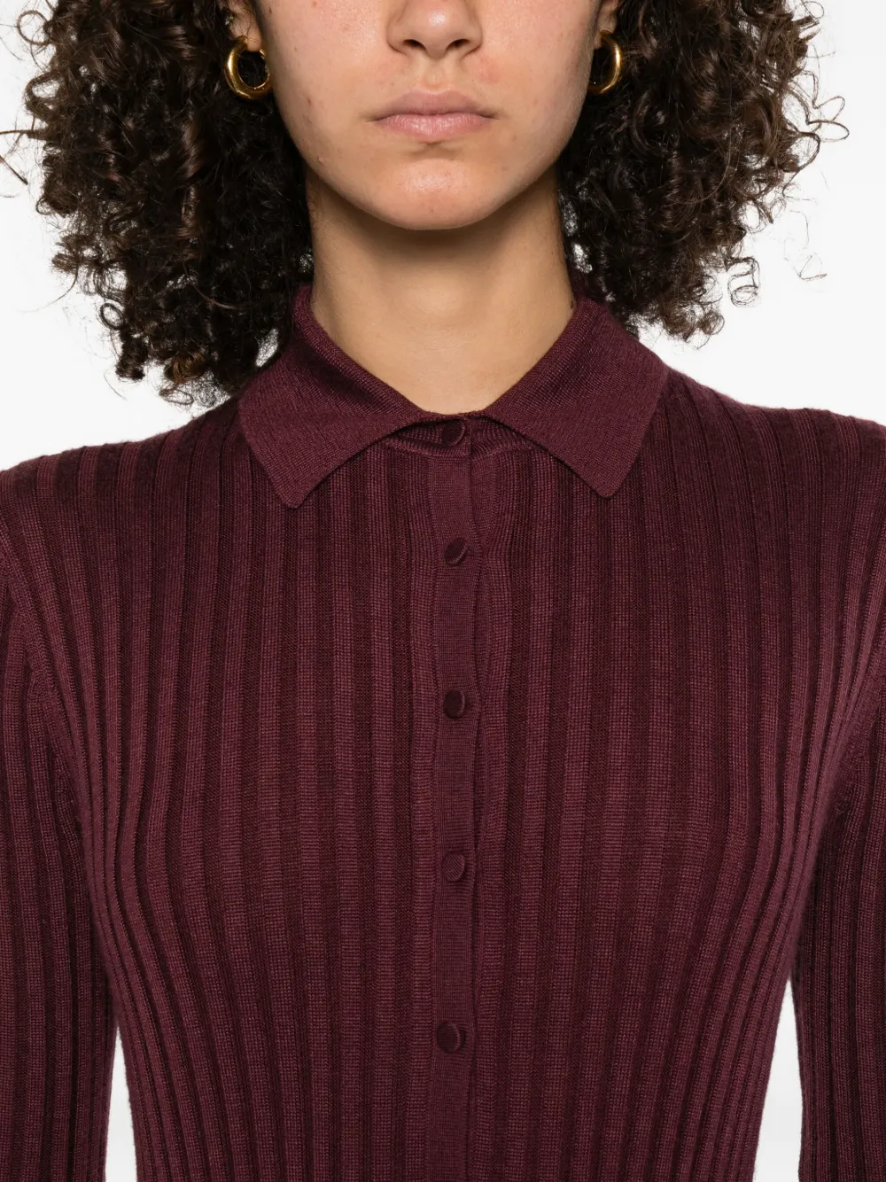 Gabriela Hearst Jurk met geribbelde kraag Rood