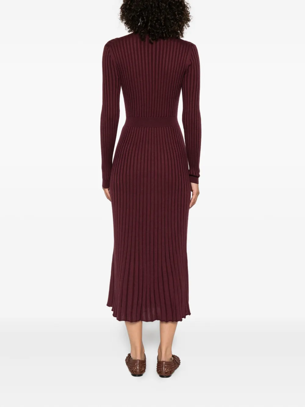 Gabriela Hearst Jurk met geribbelde kraag Rood