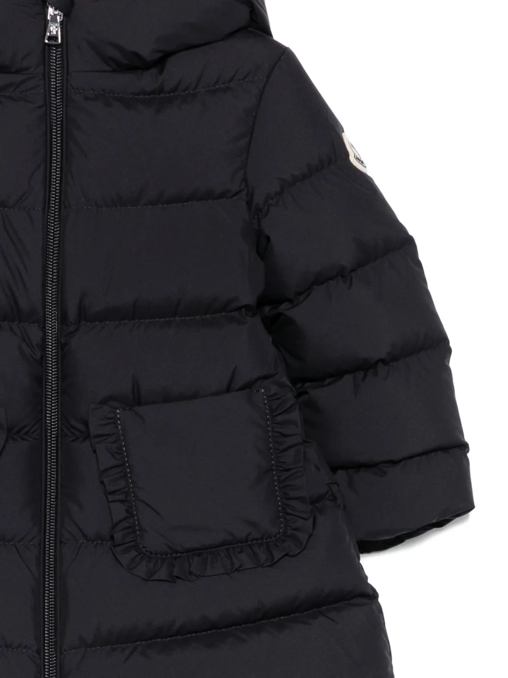 Moncler Enfant Odile ruffled quilted jacket Blauw