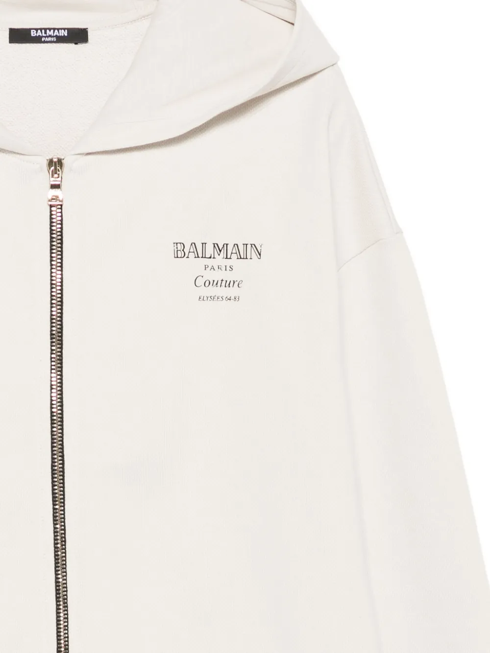 Balmain Zip-up Hoodie In White