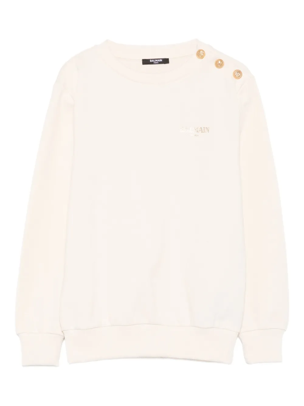 Balmain Button-embellished Logo Sweatshirt In Pink