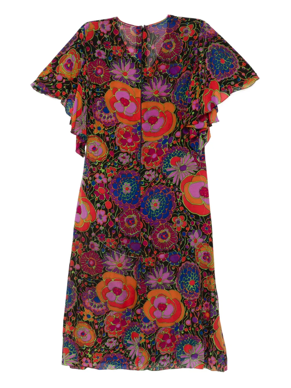 Christian Dior Pre-Owned 1960s zijden jurk met bloemenprint - Paars