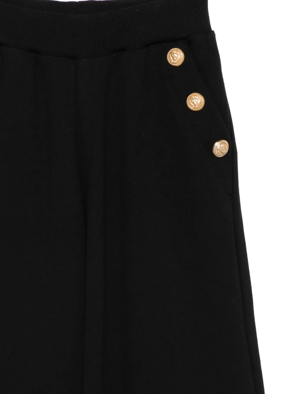 Balmain Kids Broek met gouden knoop en manchetten Zwart