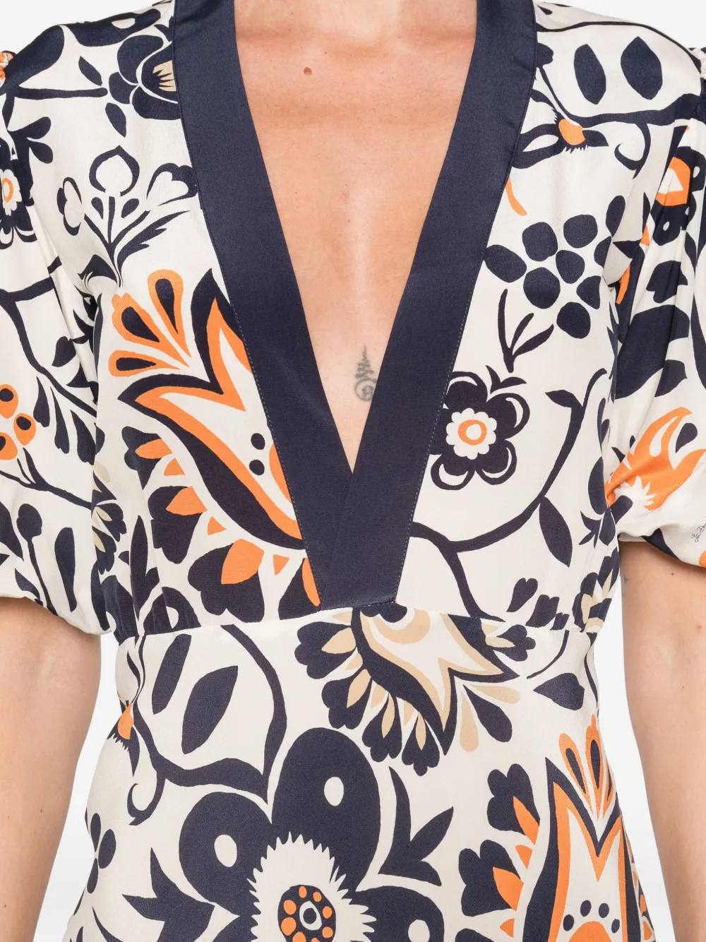 La DoubleJ floral puff-sleeve dress Wit