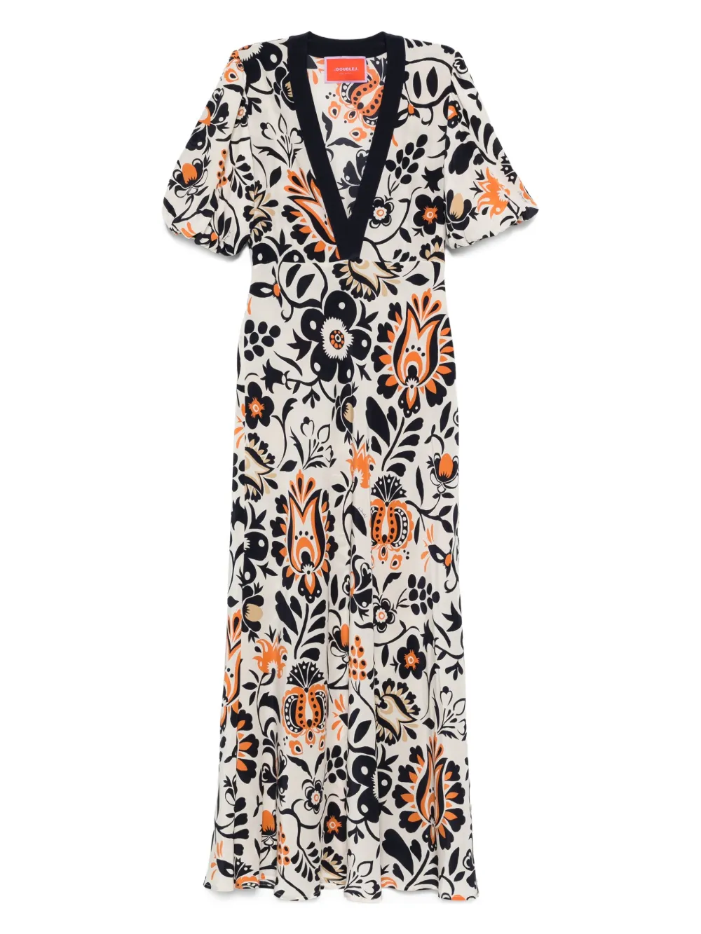 La DoubleJ floral puff-sleeve dress Wit